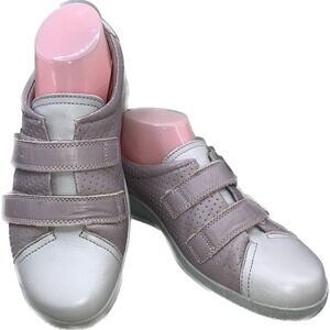 Hotter Comfort Concept Leap Flats Women Size 8 Lavender Gray Leather Hook & Loop